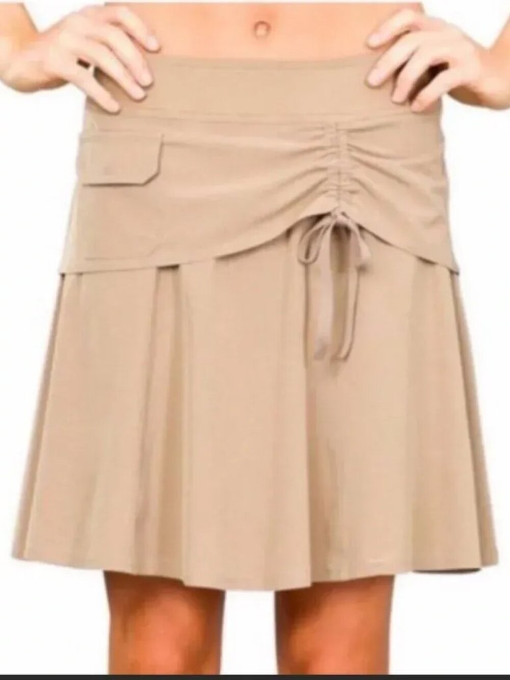 Athleta Wherever Ruched Skirt Skort Tan 16